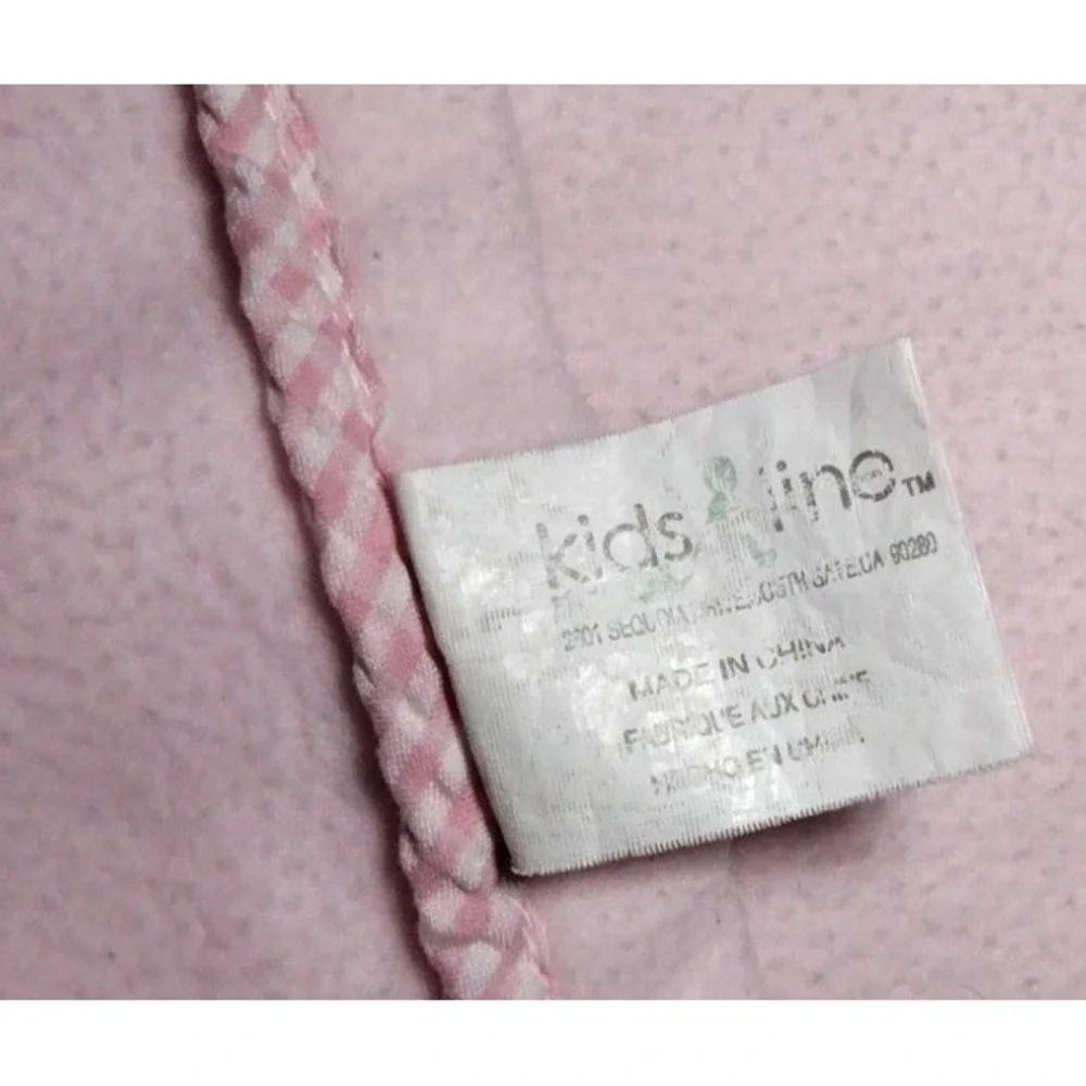 Kids Line Pink Flower Butterfly Fleece Baby Blanket Security Lovey‎ htf Gingham